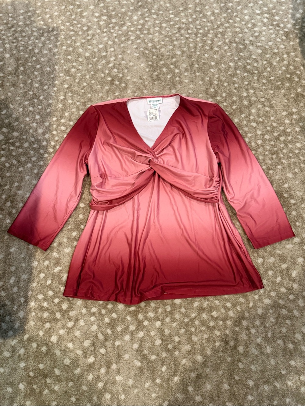 Motherhood Maternity Marciano twist-front V-neck tunic, Size L NEW WITH TAGS.